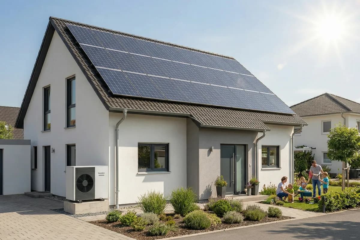 Beispiel: Saniertes Einfamilienhaus mit Solaranlage und Wärmepumpe